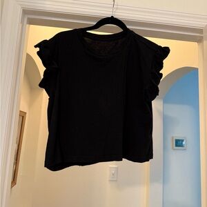 Zara Black Ruffle Sleeve Blouse